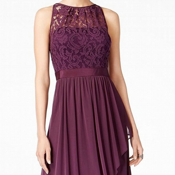 Adrianna Papell Evening Bridesmaid Gown Purple, Plum, Amethyst, Dark Violet - Picture 2 of 12